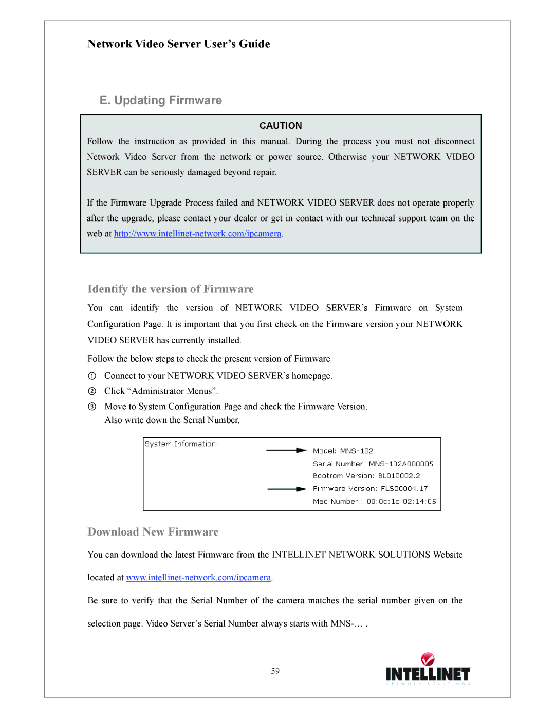 Intellinet Network Solutions 550000 manual Updating Firmware, Identify the version of Firmware 