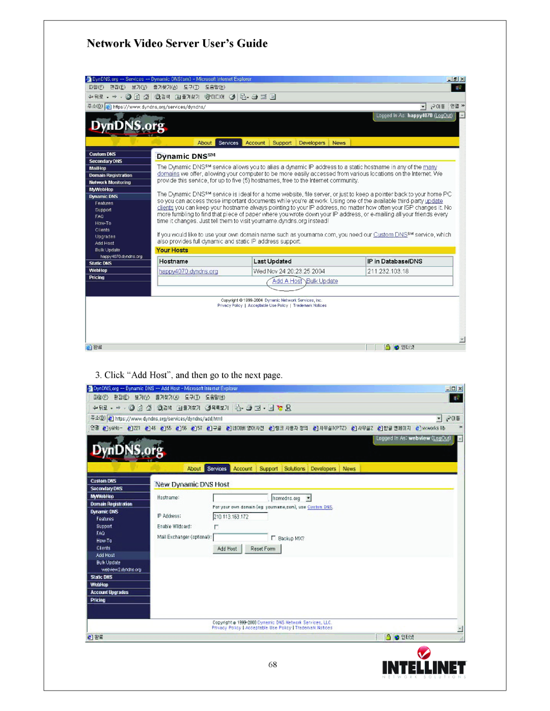 Intellinet Network Solutions 550000 manual Click Add Host, and then go to the next 