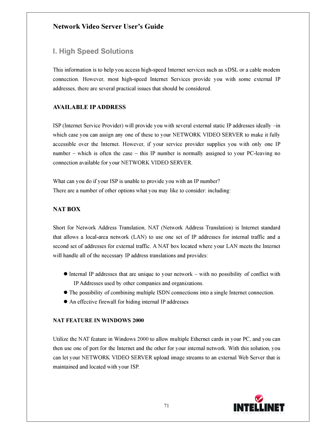 Intellinet Network Solutions 550000 manual High Speed Solutions, Available IP Address 