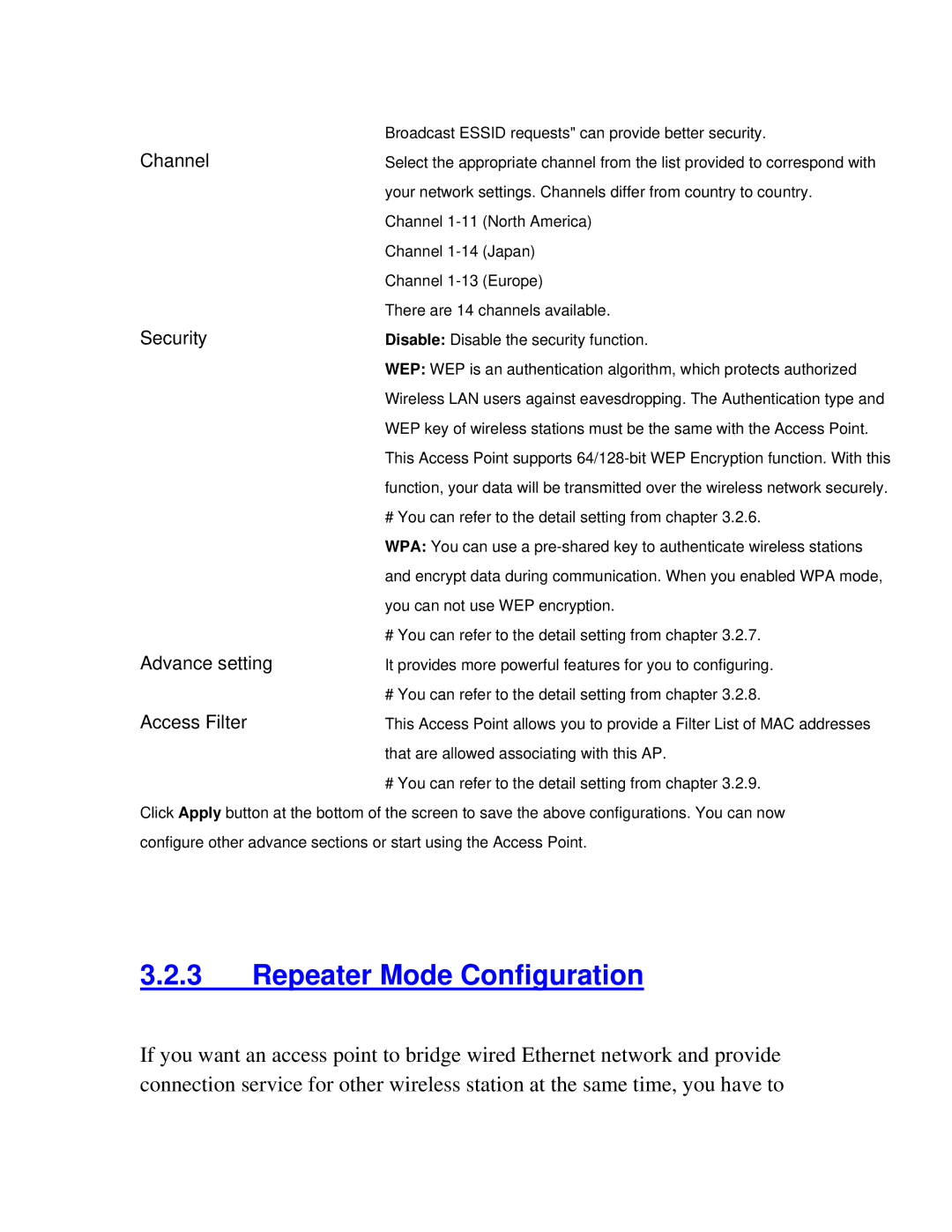 Intellinet Network Solutions 802.11G manual Repeater Mode Configuration 