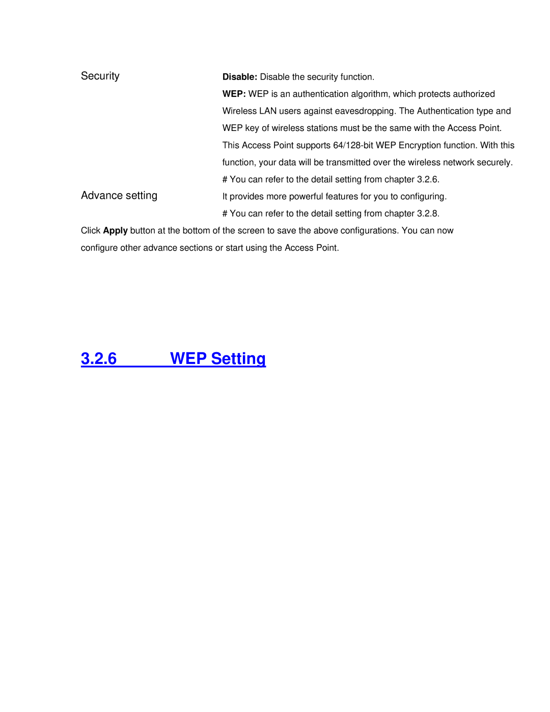 Intellinet Network Solutions 802.11G manual WEP Setting 