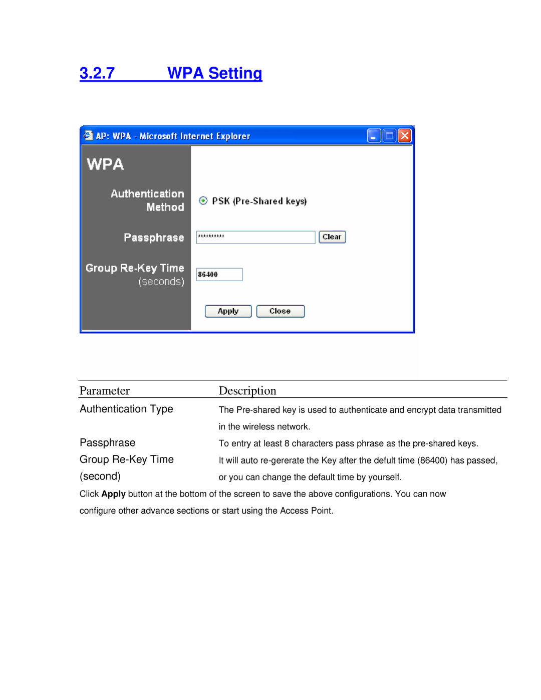 Intellinet Network Solutions 802.11G manual WPA Setting 