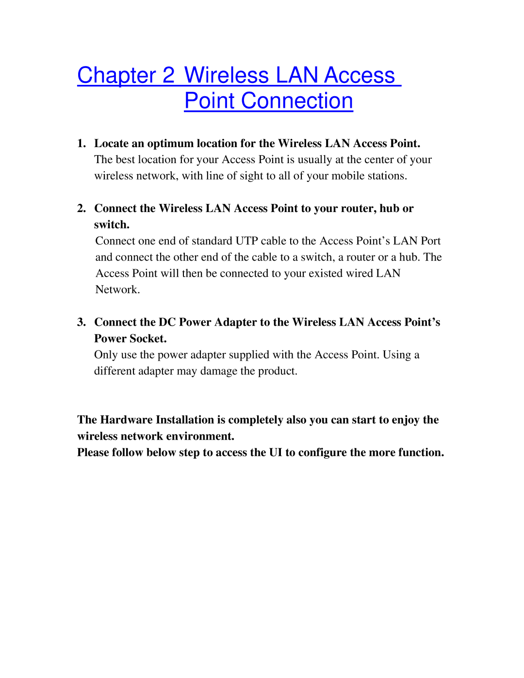 Intellinet Network Solutions 802.11G manual Wireless LAN Access Point Connection 