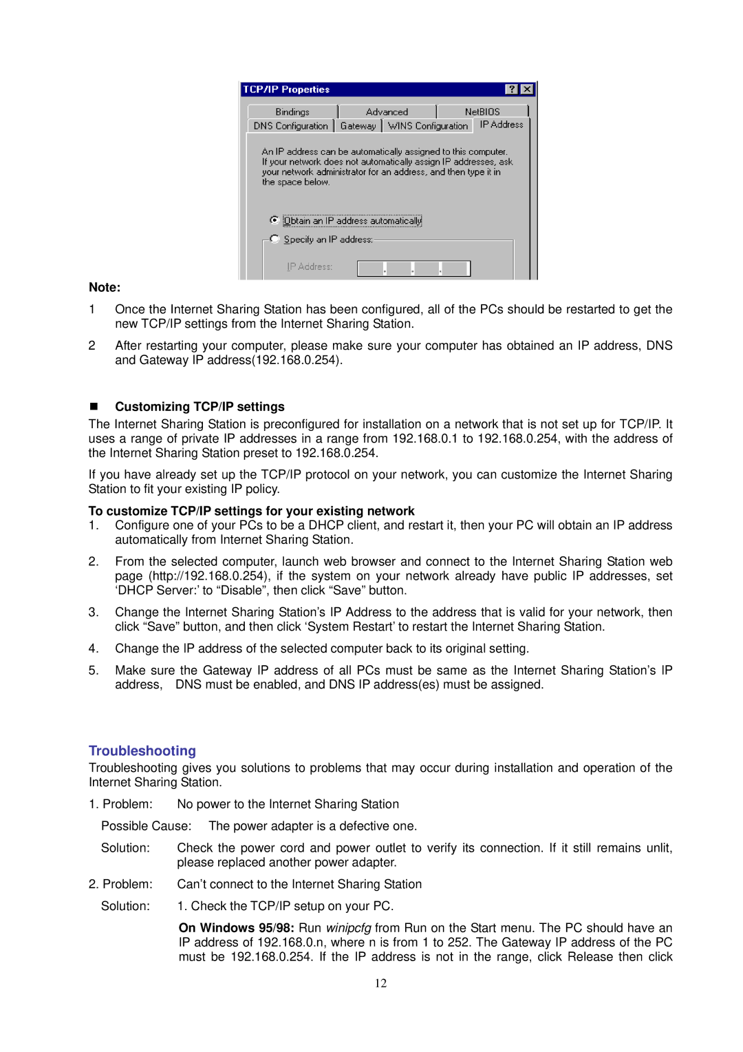 Intellinet Network Solutions 529930, I-ISS-020 user manual Troubleshooting, „ Customizing TCP/IP settings 