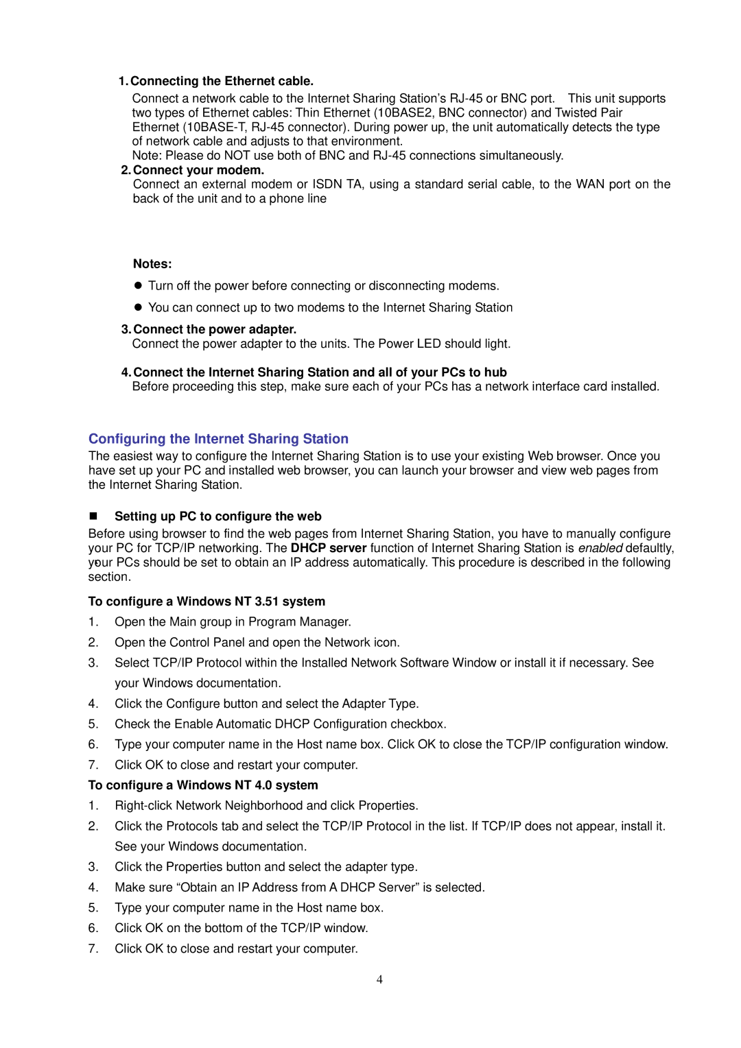 Intellinet Network Solutions 529930, I-ISS-020 user manual Configuring the Internet Sharing Station 