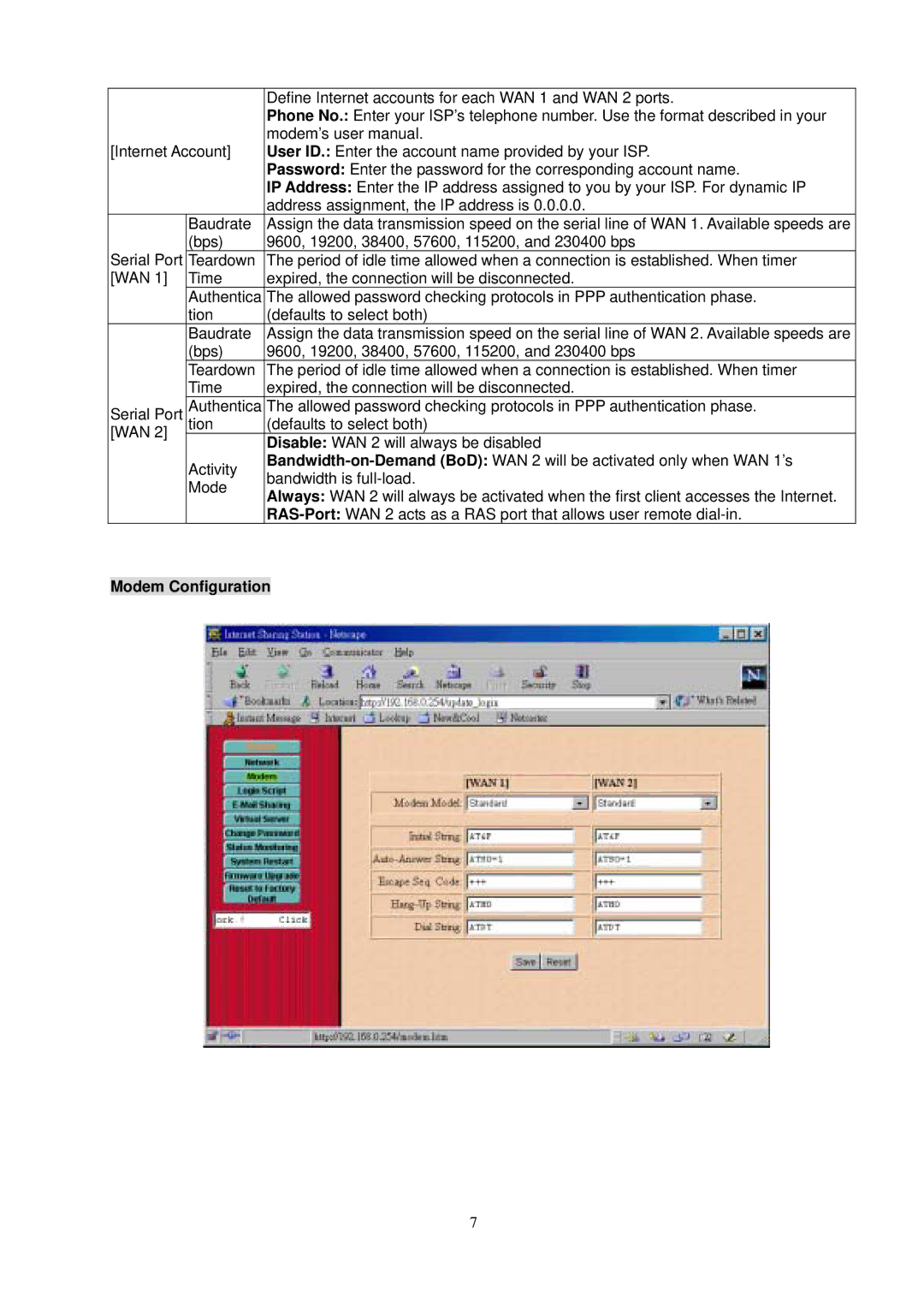 Intellinet Network Solutions I-ISS-020, 529930 user manual Modem Configuration 