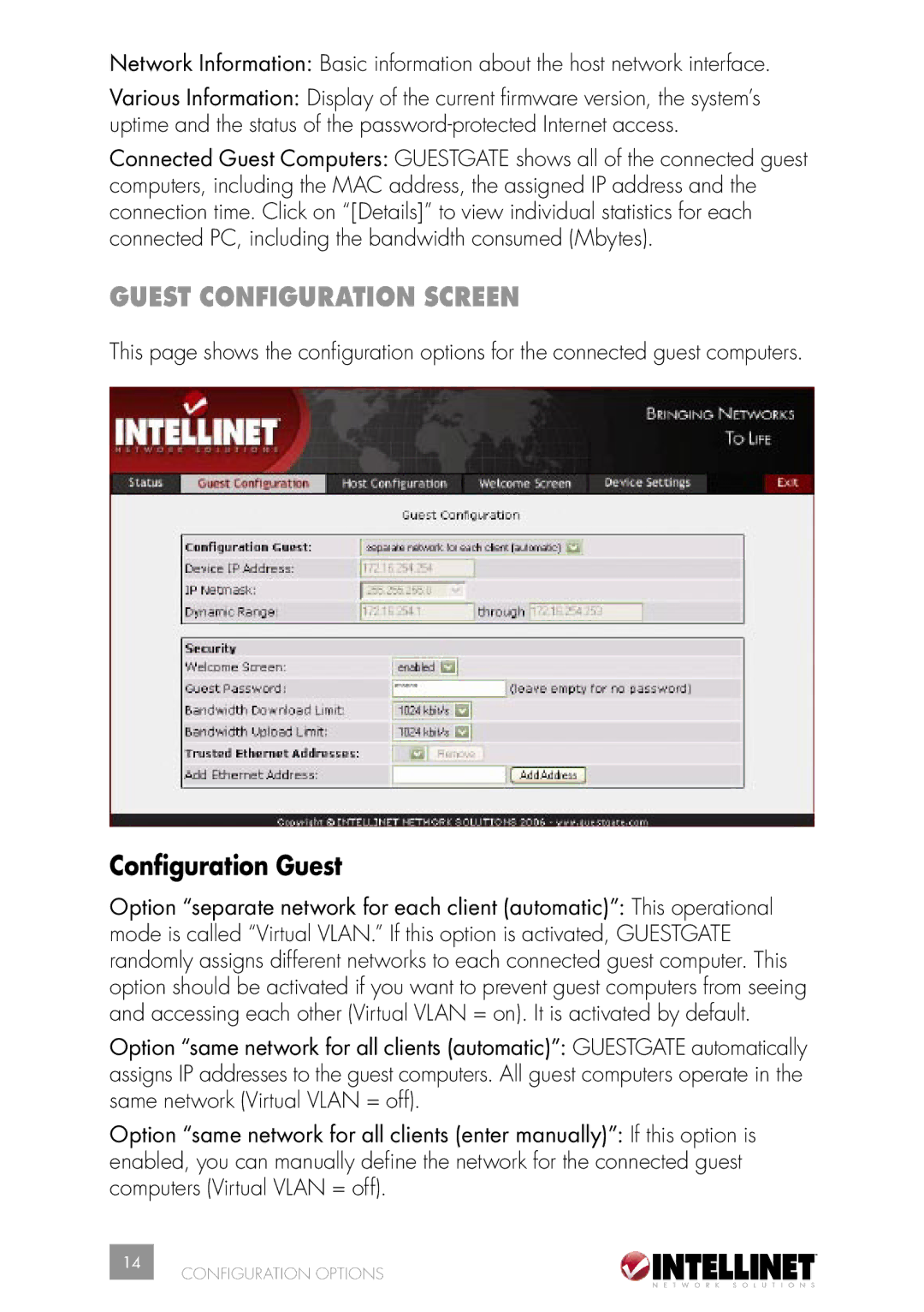 Intellinet Network Solutions INT-523240-UM-0606-02 user manual Guest Configuration Screen, Conﬁguration Guest 