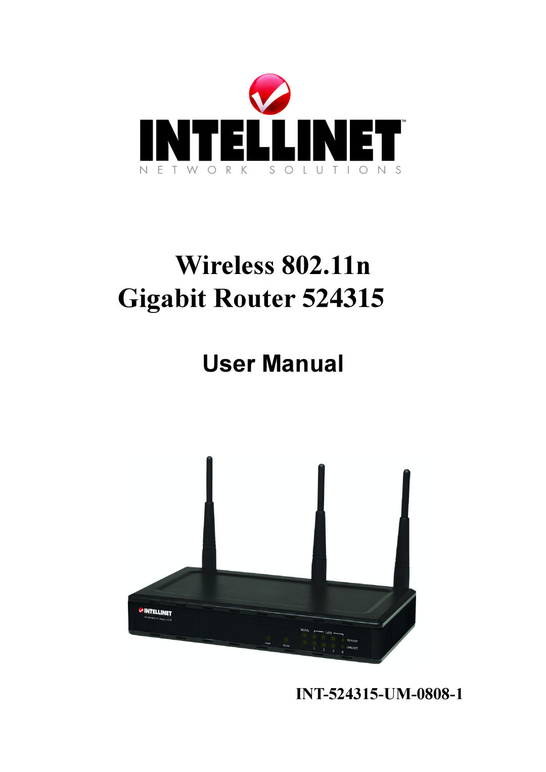 Intellinet Network Solutions INT-524315-UM-0808-1 user manual Wireless 802.11n Gigabit Router 