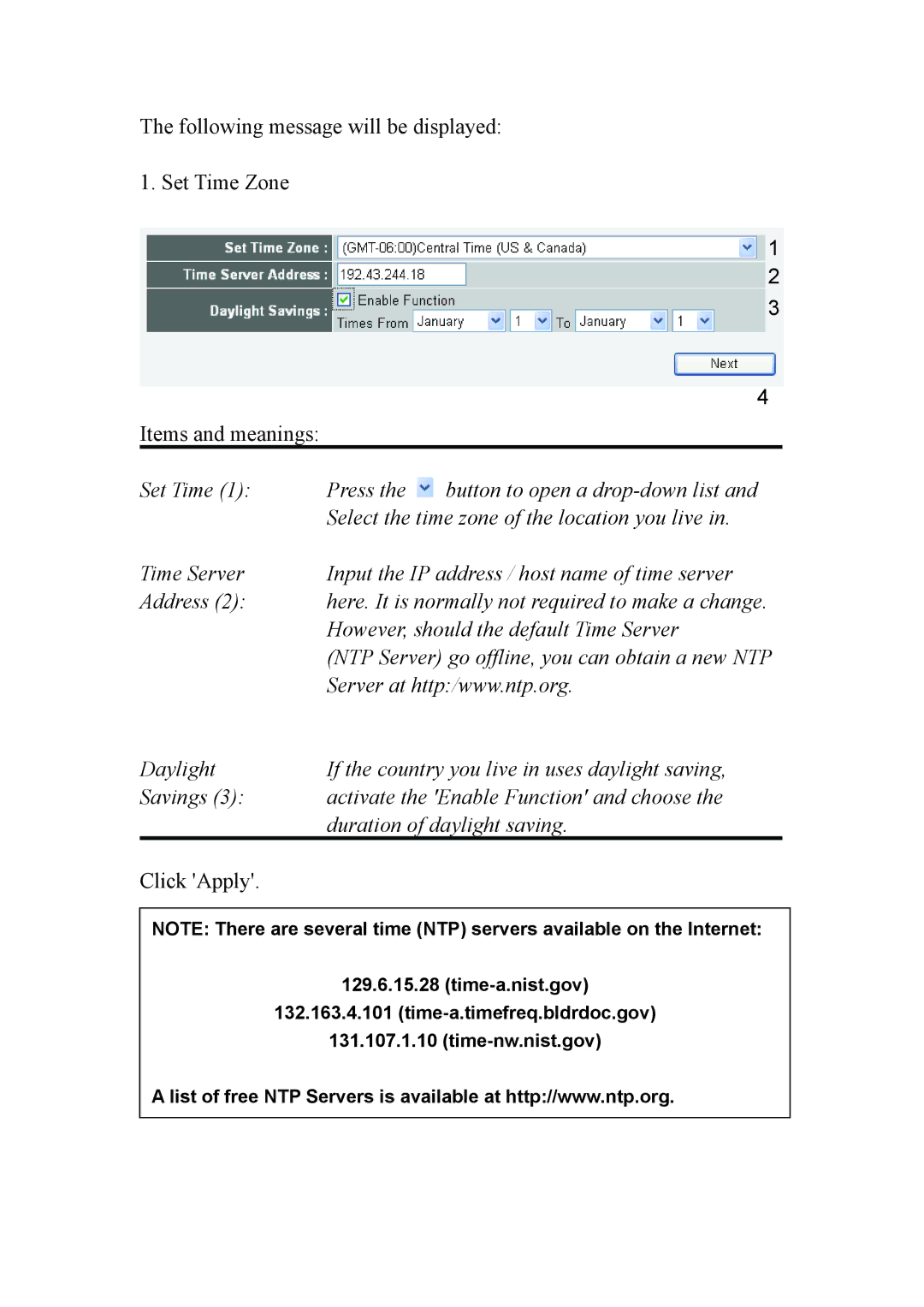 Intellinet Network Solutions INT-524315-UM-0808-1 user manual Set Time Press 