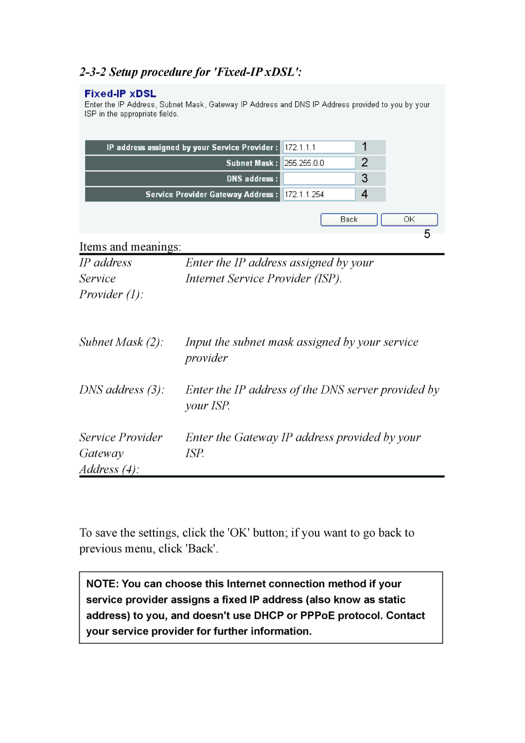 Intellinet Network Solutions INT-524315-UM-0808-1 user manual Setup procedure for Fixed-IP xDSL, Isp 