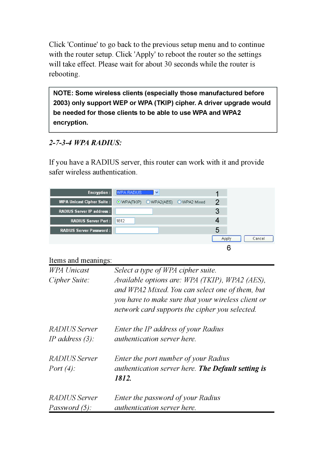 Intellinet Network Solutions INT-524315-UM-0808-1 user manual WPA Radius, 1812 