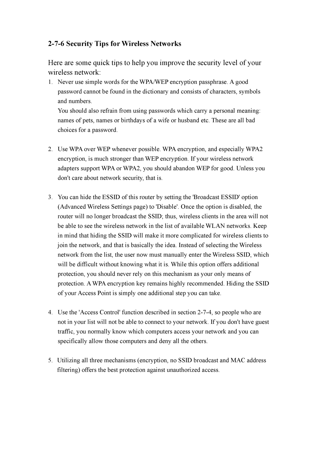 Intellinet Network Solutions INT-524315-UM-0808-1 user manual Security Tips for Wireless Networks 