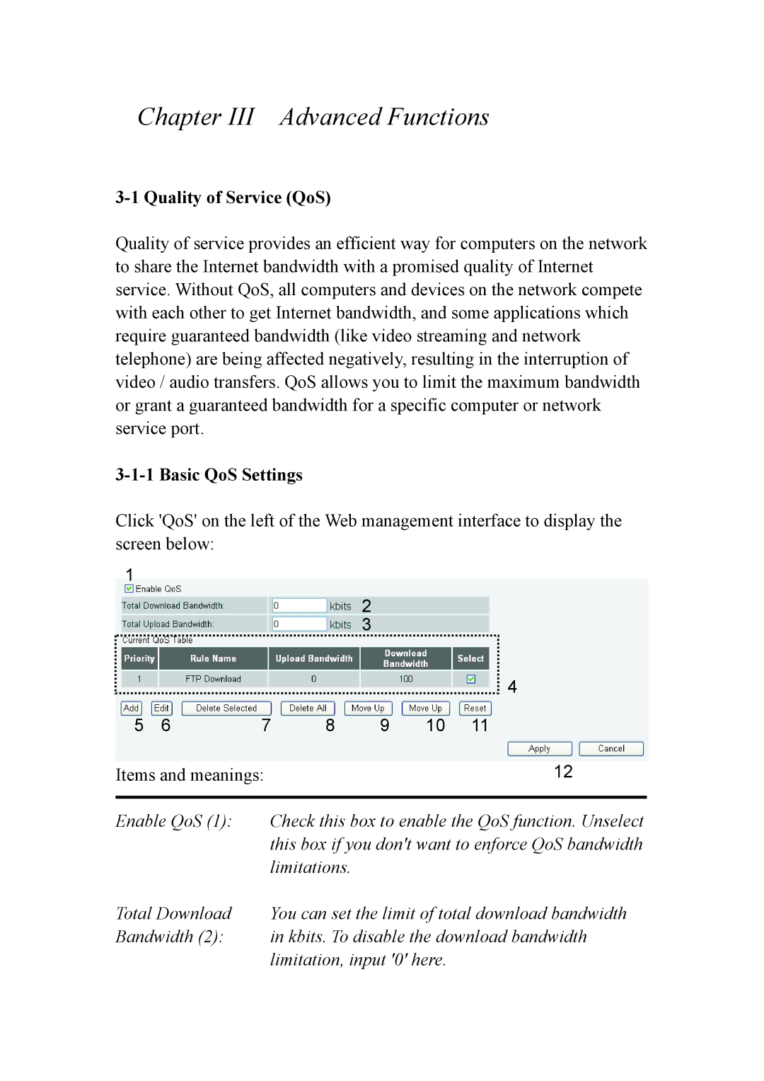 Intellinet Network Solutions INT-524315-UM-0808-1 user manual Quality of Service QoS, Basic QoS Settings 