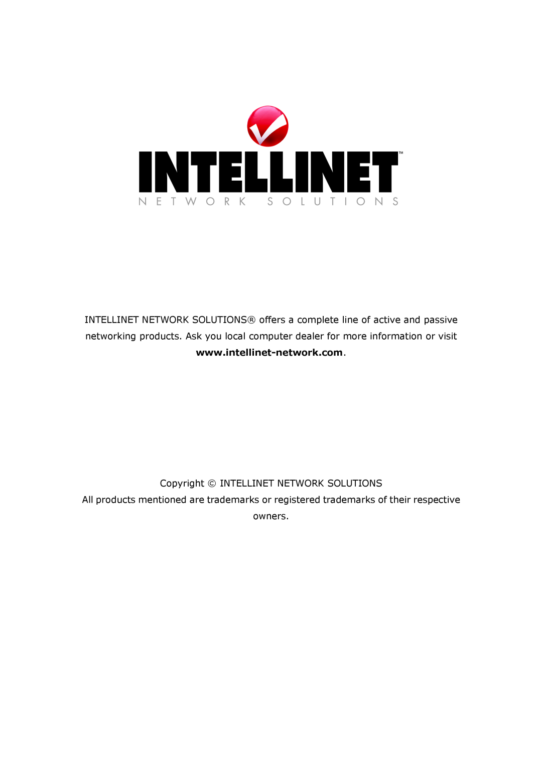 Intellinet Network Solutions INT-524315-UM-0808-1 user manual Copyright INTELLINET NETWORK SOLUTIONS, owners 