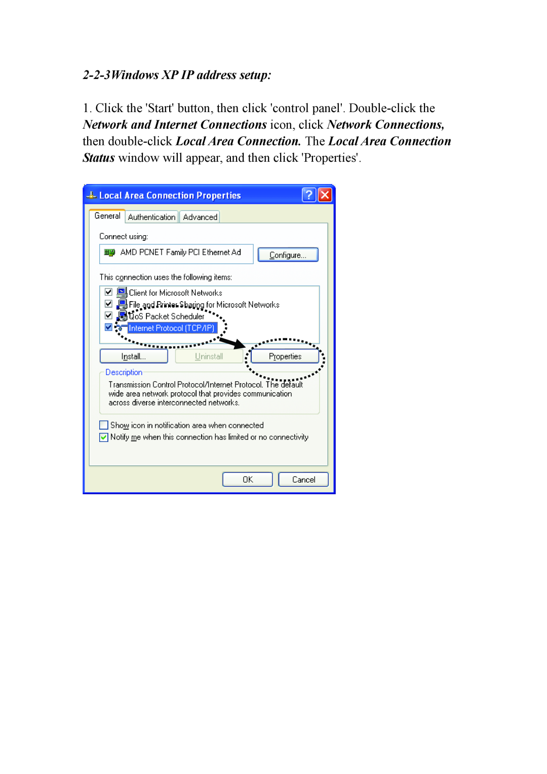 Intellinet Network Solutions INT-524315-UM-0808-1 user manual 2-2-3Windows XP IP address setup 