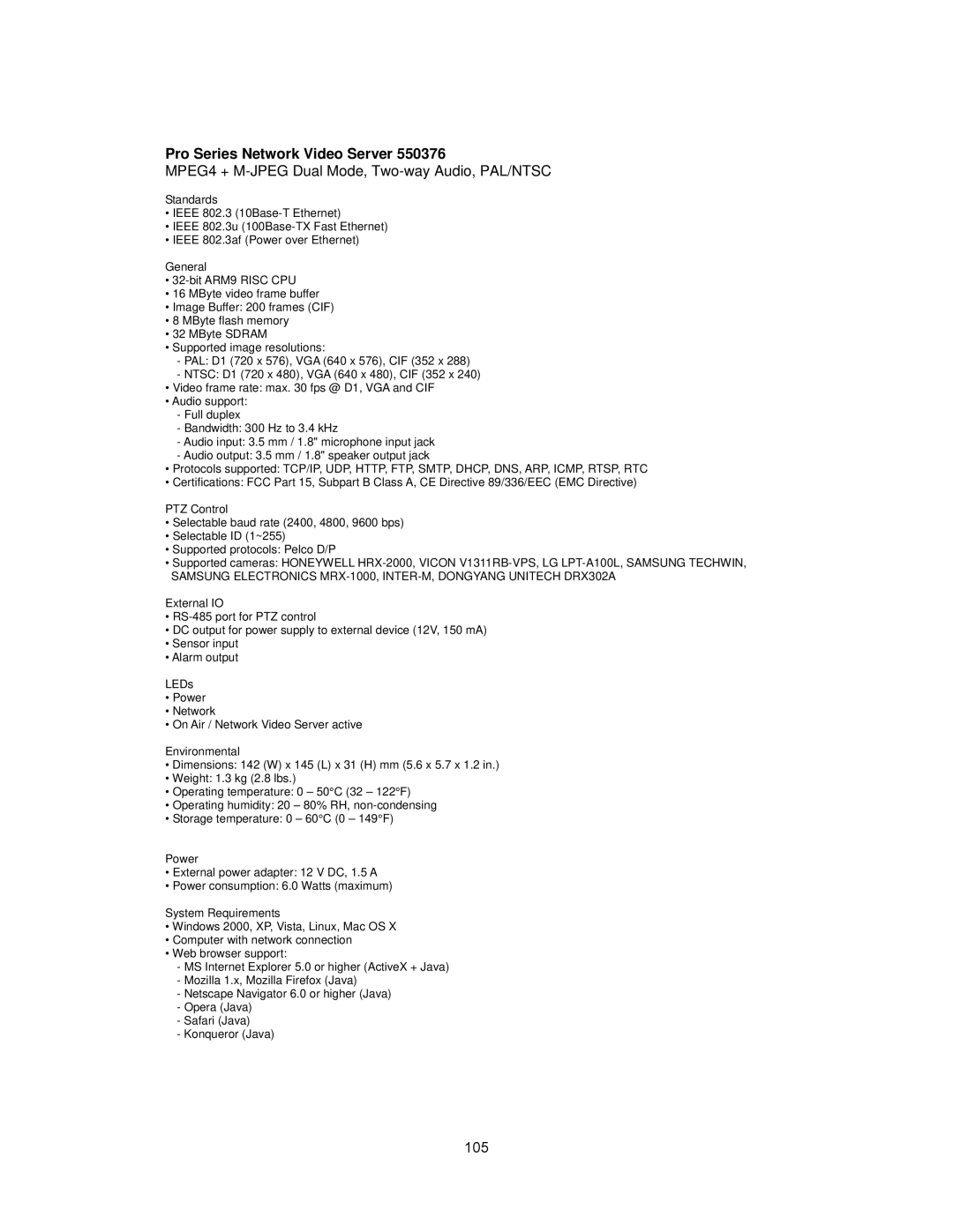 Intellinet Network Solutions INT-PSNC-UM-1106-06 user manual Pro Series Network Video Server 