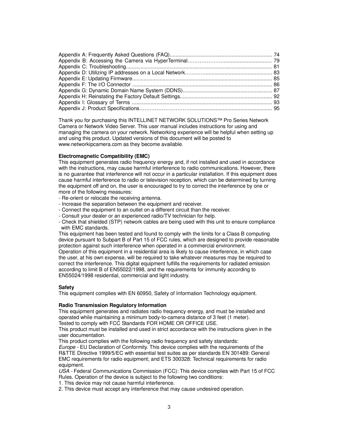 Intellinet Network Solutions INT-PSNC-UM-1106-06 user manual Electromagnetic Compatibility EMC, Safety 