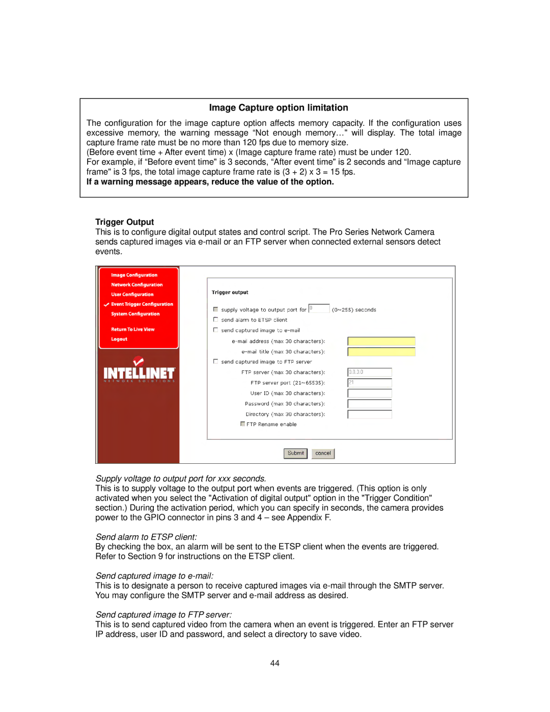 Intellinet Network Solutions INT-PSNC-UM-1106-06 user manual Image Capture option limitation 