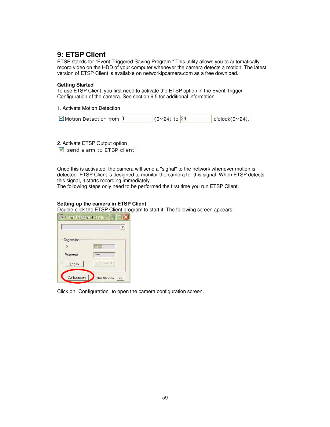 Intellinet Network Solutions INT-PSNC-UM-1106-06 user manual Getting Started, Setting up the camera in Etsp Client 