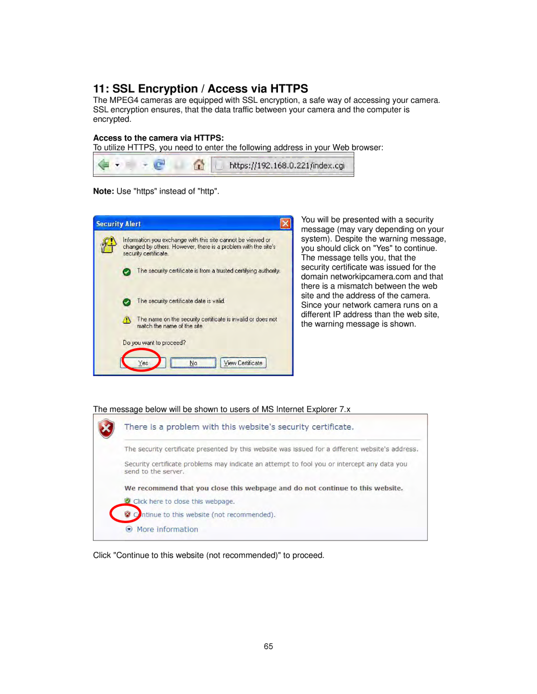 Intellinet Network Solutions INT-PSNC-UM-1106-06 SSL Encryption / Access via Https, Access to the camera via Https 