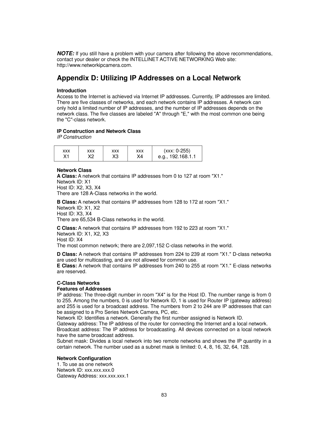 Intellinet Network Solutions INT-PSNC-UM-1106-06 user manual Appendix D Utilizing IP Addresses on a Local Network 