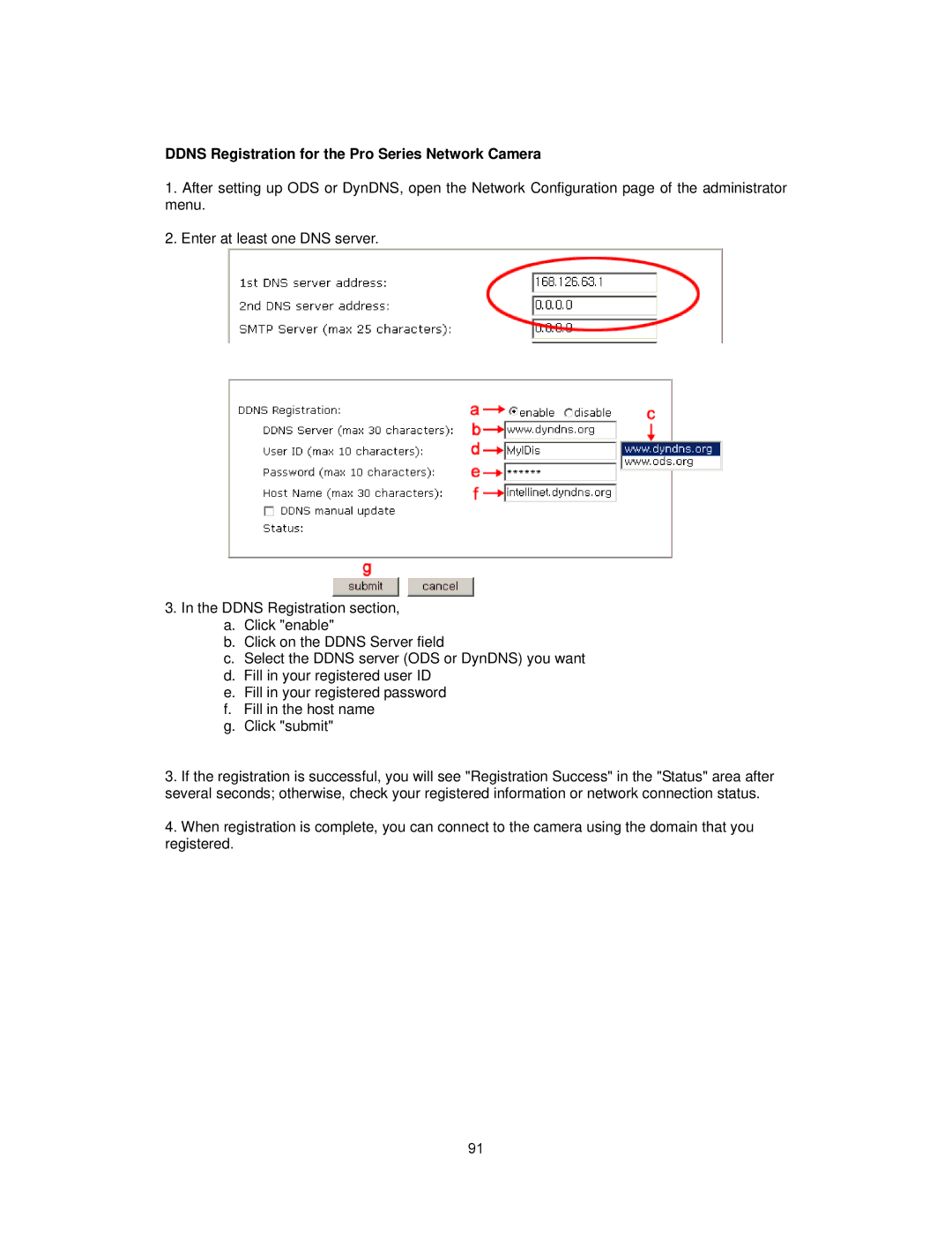 Intellinet Network Solutions INT-PSNC-UM-1106-06 user manual Ddns Registration for the Pro Series Network Camera 