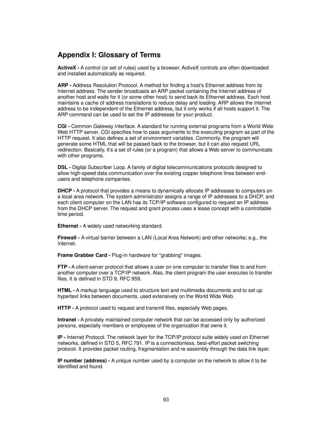 Intellinet Network Solutions INT-PSNC-UM-1106-06 user manual Appendix I Glossary of Terms 