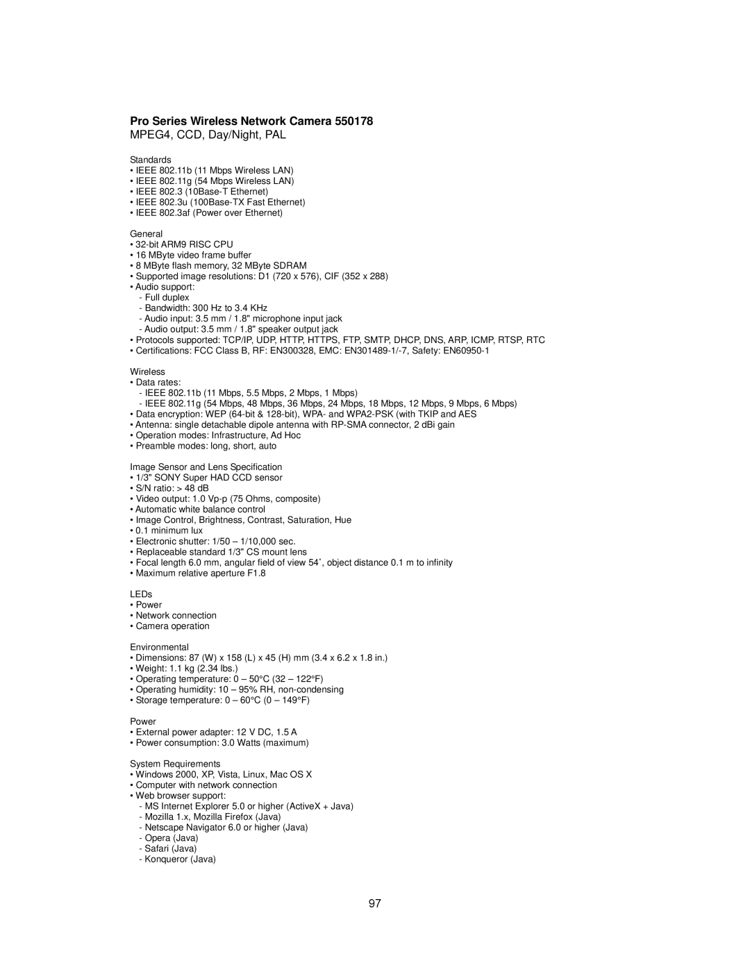 Intellinet Network Solutions INT-PSNC-UM-1106-06 user manual Pro Series Wireless Network Camera 