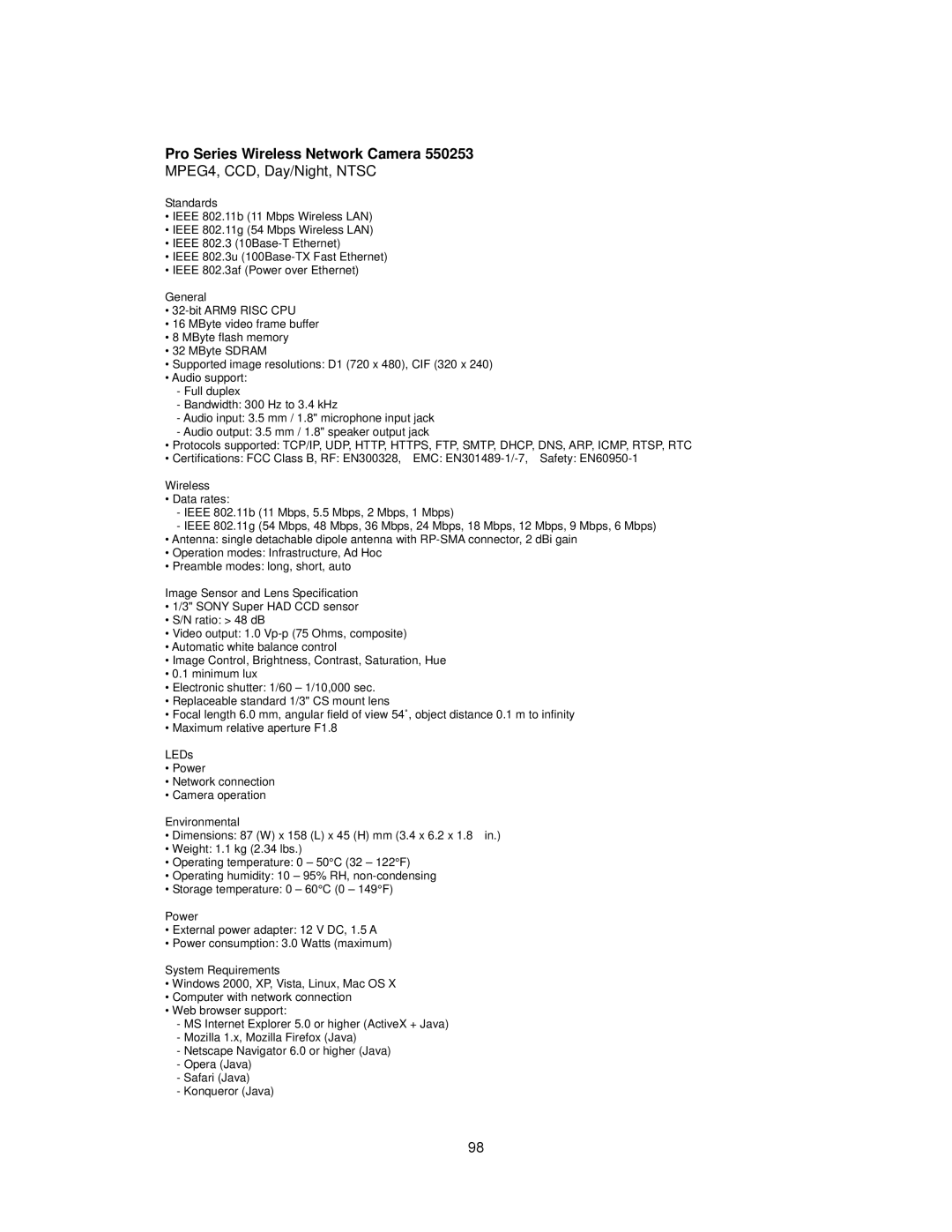 Intellinet Network Solutions INT-PSNC-UM-1106-06 user manual Pro Series Wireless Network Camera 