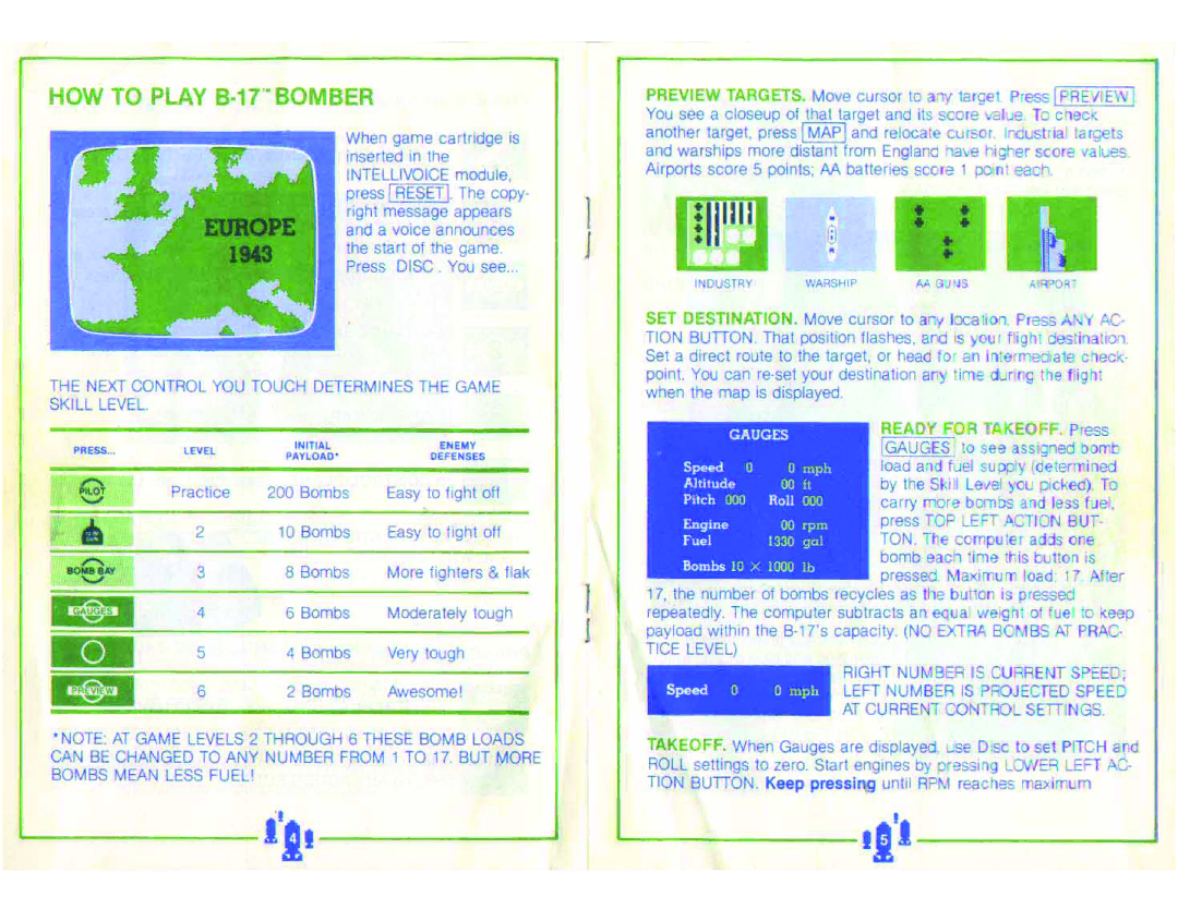 Intellivision Productions B-17 Bomber manual 