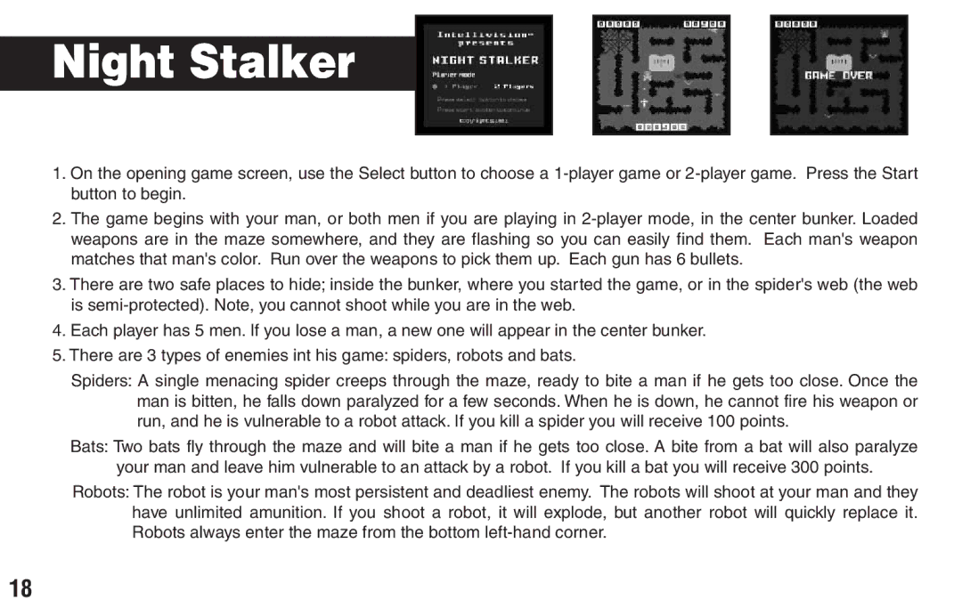 Intellivision Productions X2 manual Night Stalker 