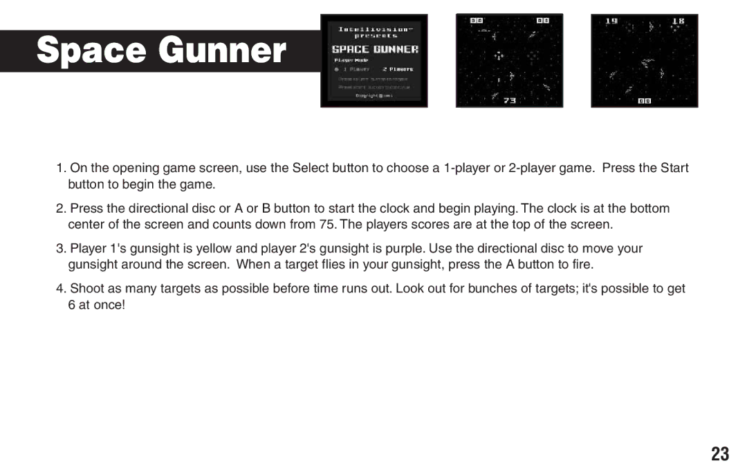 Intellivision Productions X2 manual Space Gunner 