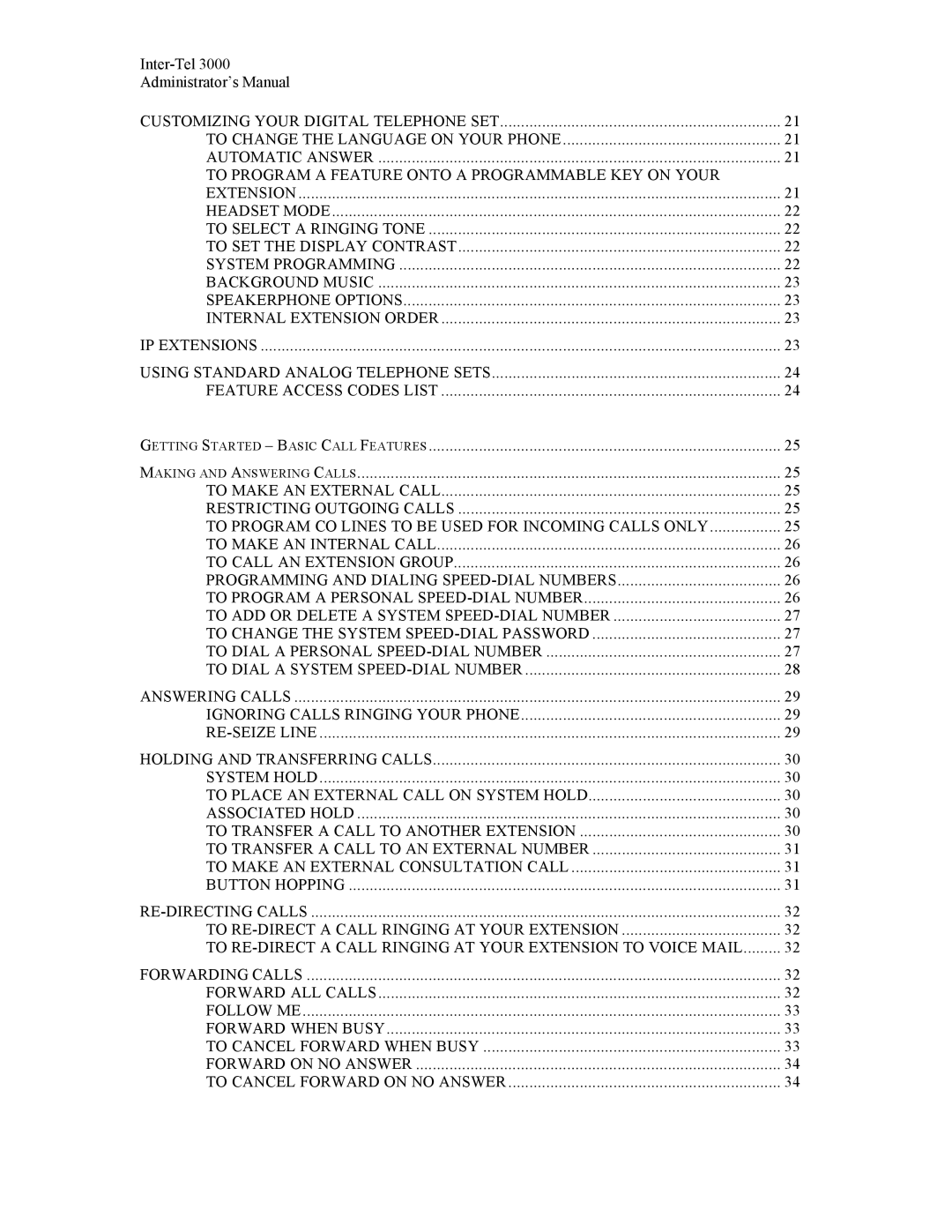 Inter-Tel 3000 manual Inter-Tel Administrator’s Manual 