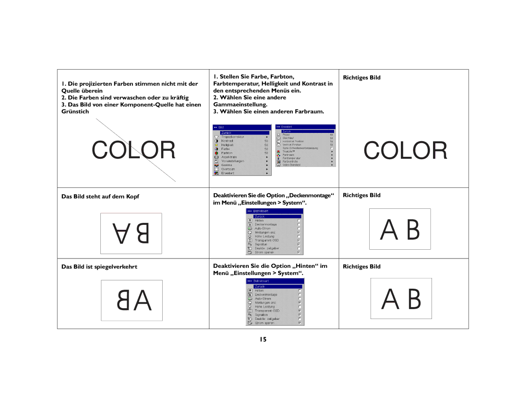 Inter-Tel 7205 manual Color, Stellen Sie Farbe, Farbton 