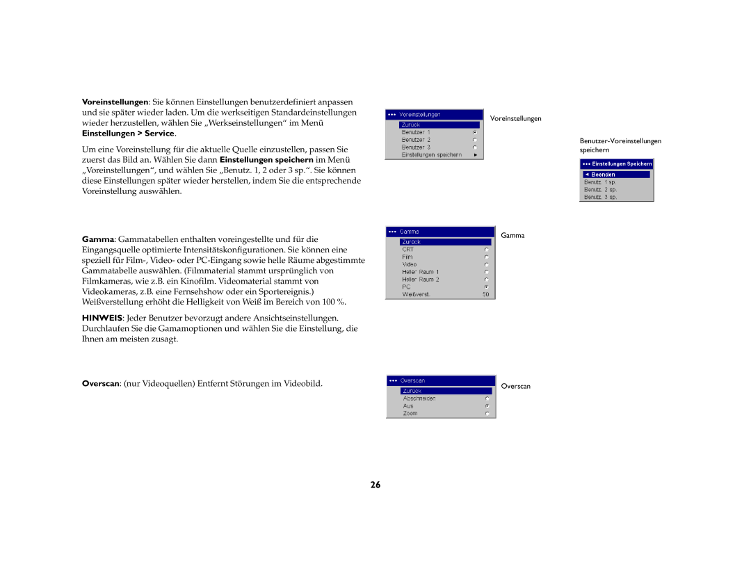 Inter-Tel 7205 manual Voreinstellungen 