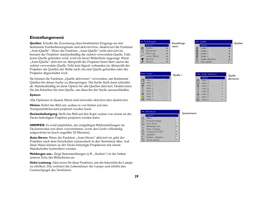 Inter-Tel 7205 manual Einstellungsmenü, System 