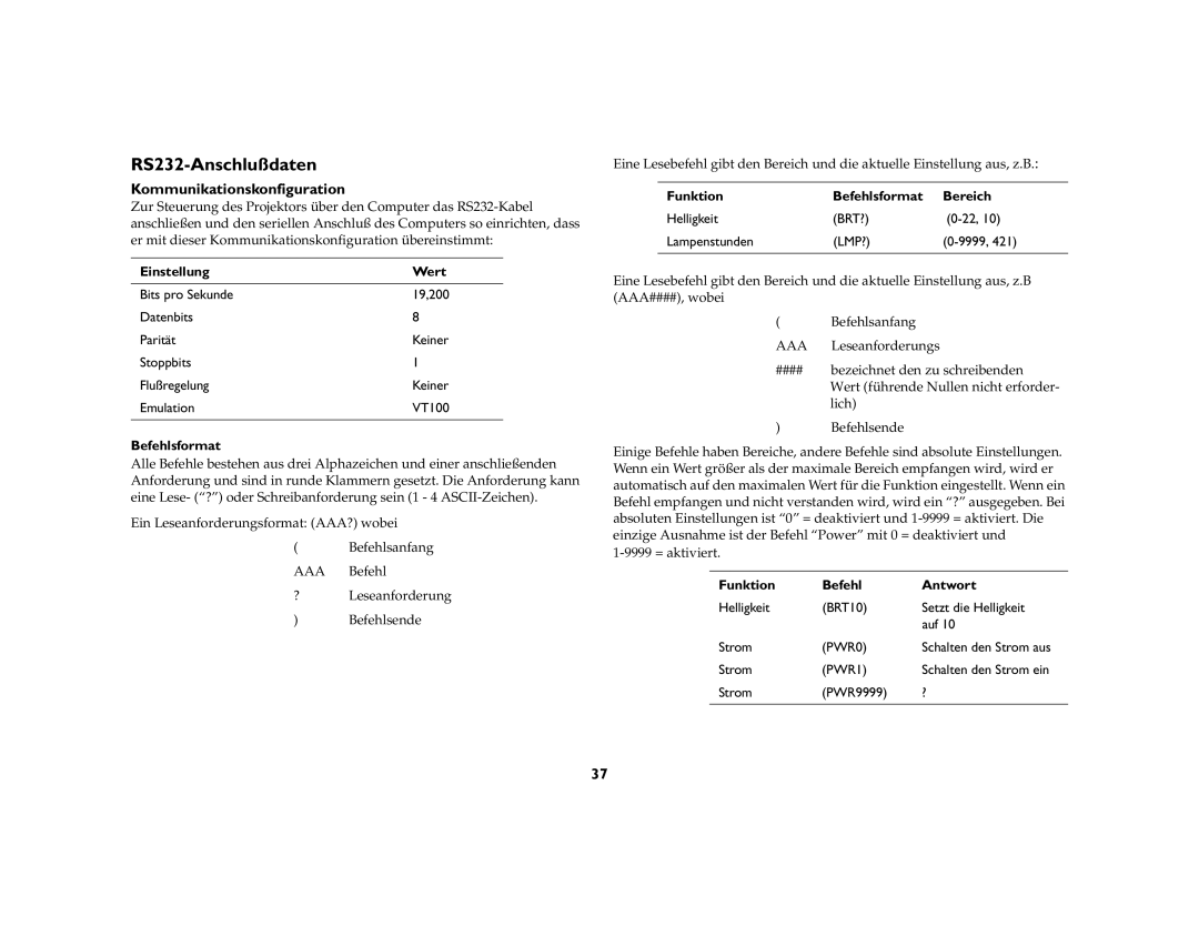 Inter-Tel 7205 manual RS232-Anschlußdaten, Kommunikationskonfiguration 