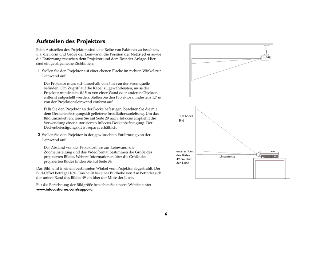 Inter-Tel 7205 manual Aufstellen des Projektors 