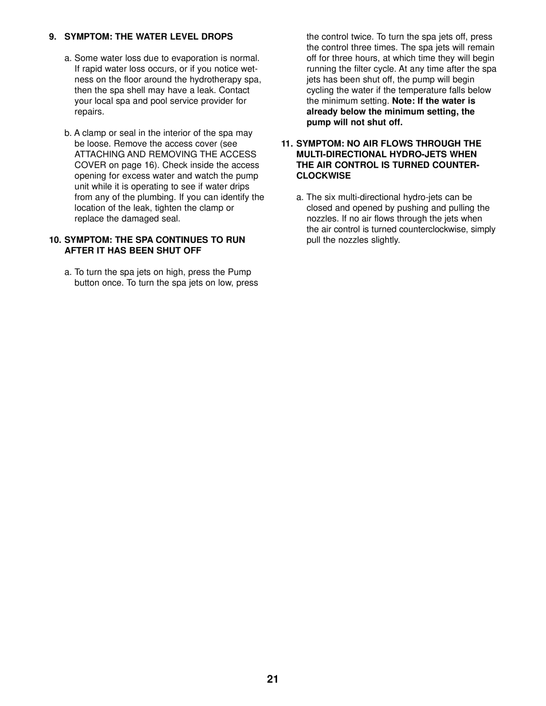 Inter-Tel 831.10507 user manual Symptom the Water Level Drops, Some water loss due to evaporation is normal 