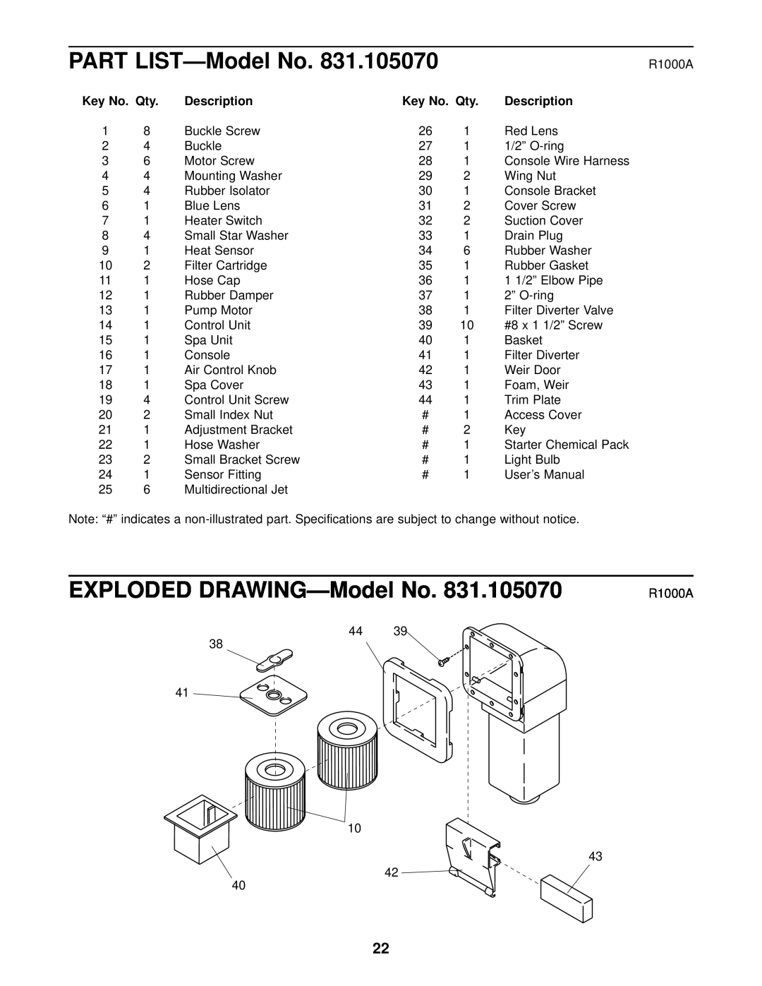 Inter-Tel 831.10507 user manual EXPLODED DRAWING-Model No, Key No. Qty, Description, PART LIST-Model No 