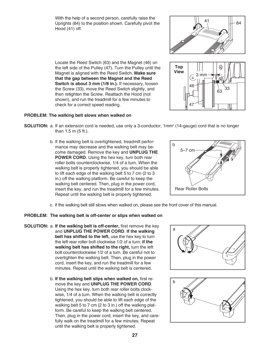 Inter-Tel PATL41106.0 user manual Problem The walking belt slows when walked on Top 