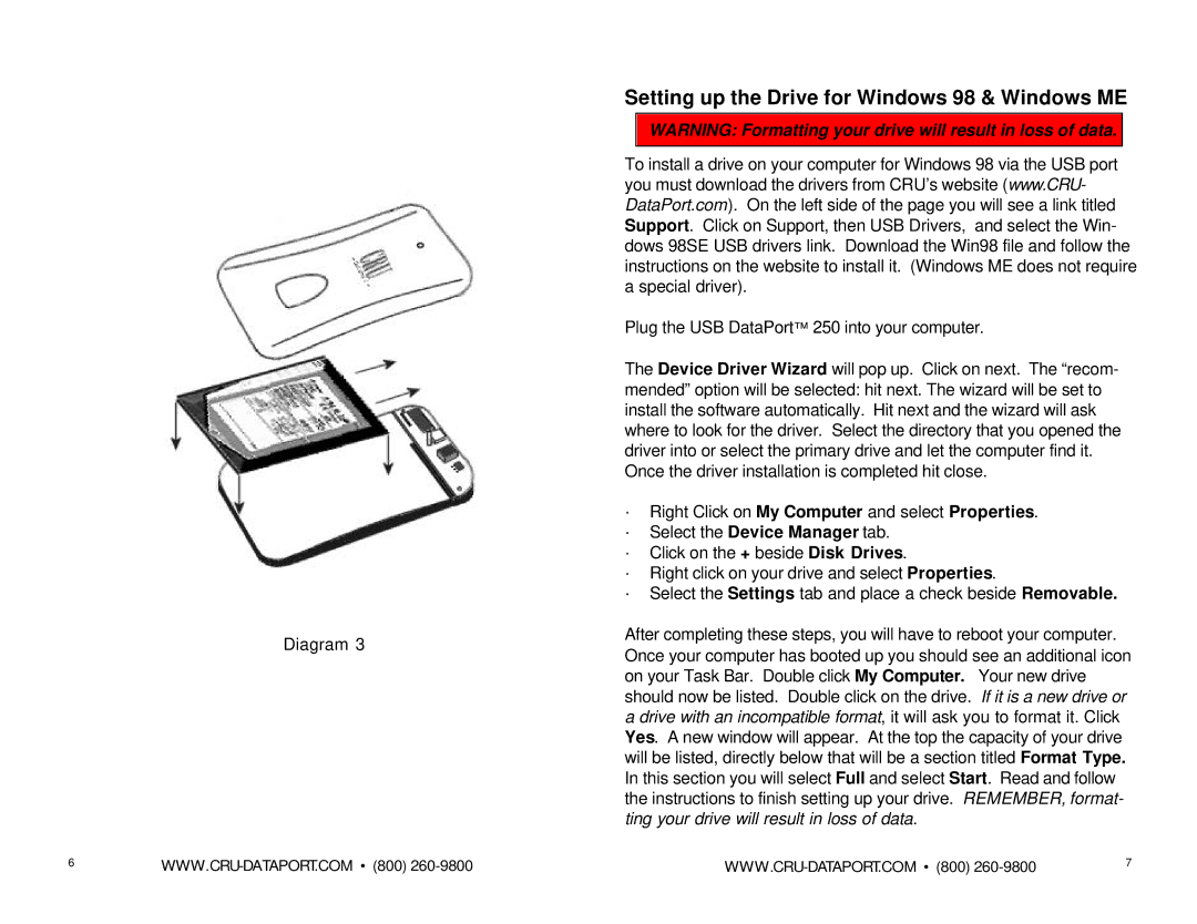 Interex 250 manual Setting up the Drive for Windows 98 & Windows ME 