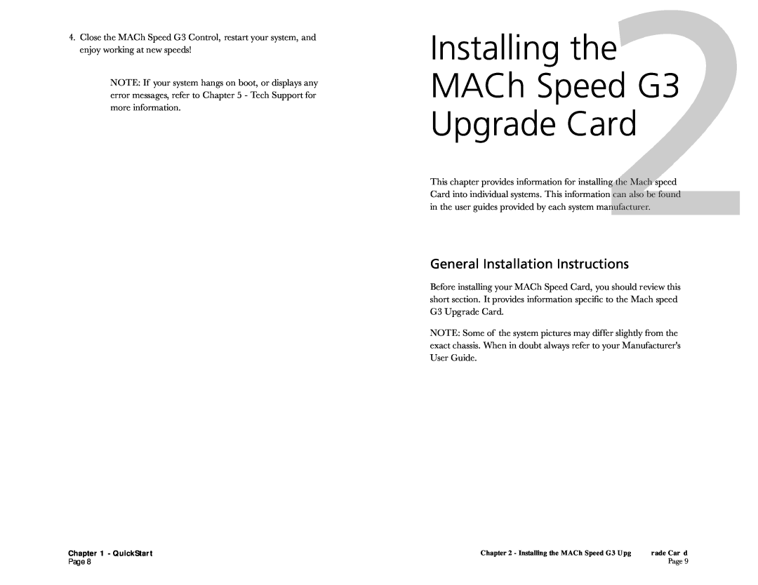 Interex quick start Installing the MACh Speed G3 Upgrade Card, General Installation Instructions 