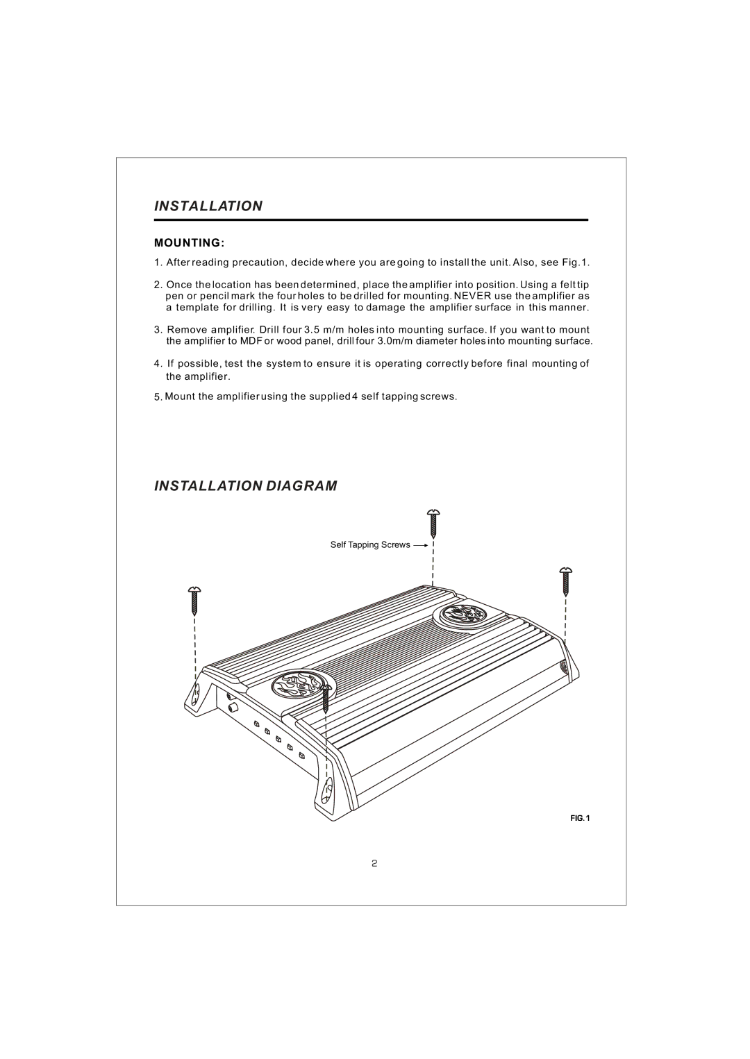 Interfire Audio D900.1, D3000.1, D1700.1 instruction manual Installation Diagram 