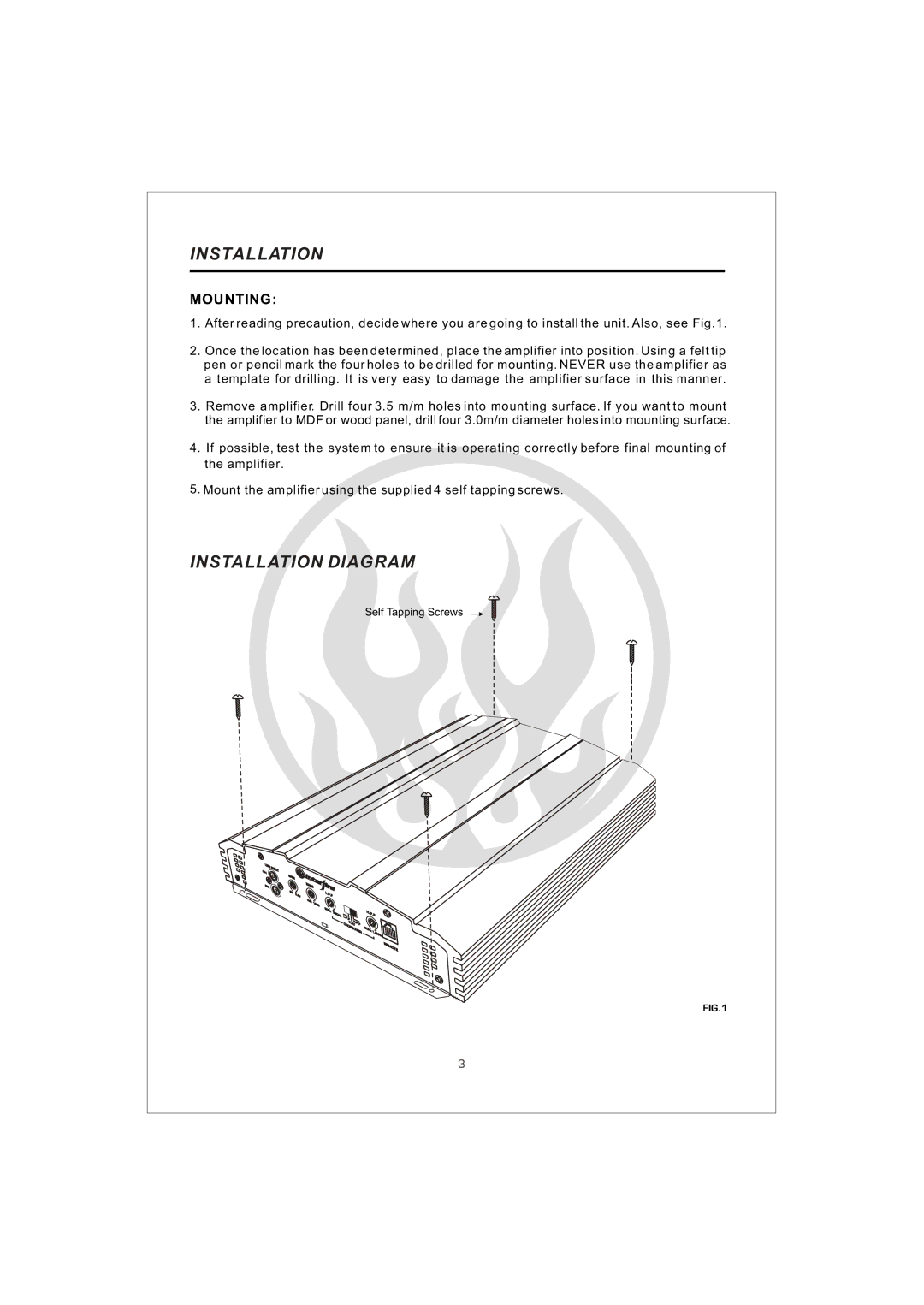 Interfire Audio G2-1200, G4-1000, G5-900, G2-800, G4-800, G4-600, G2-600 instruction manual Installation Diagram 