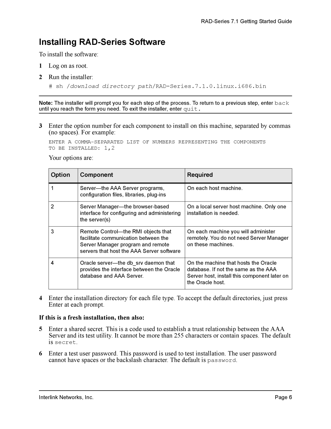 Interlink electronic 7.1 manual Installing RAD-Series Software, Your options are 