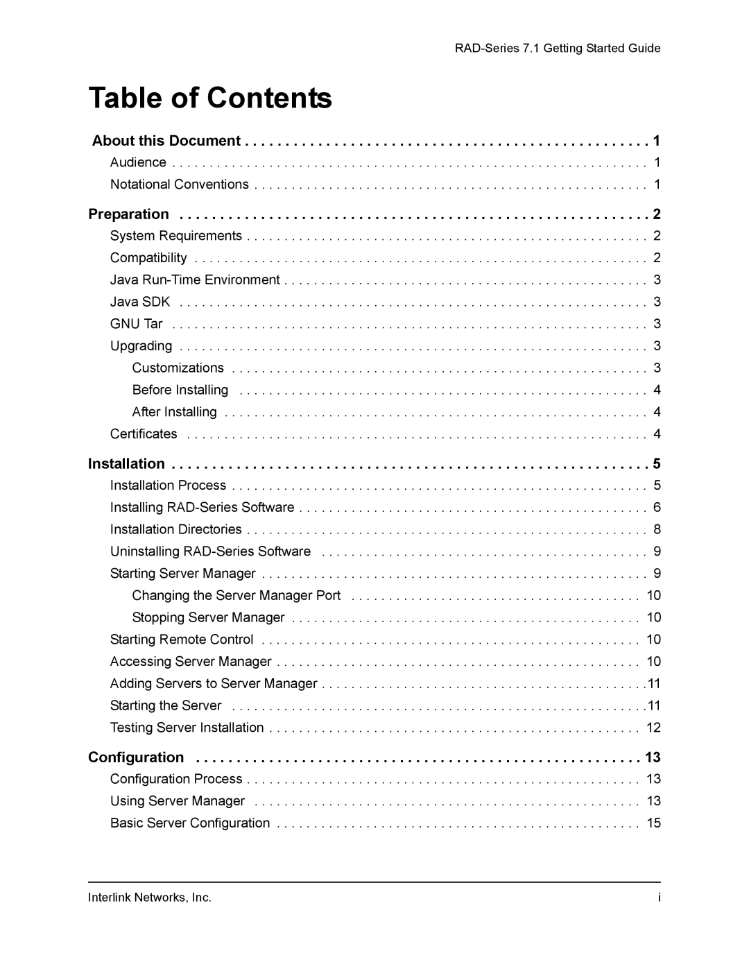 Interlink electronic 7.1 manual Table of Contents 