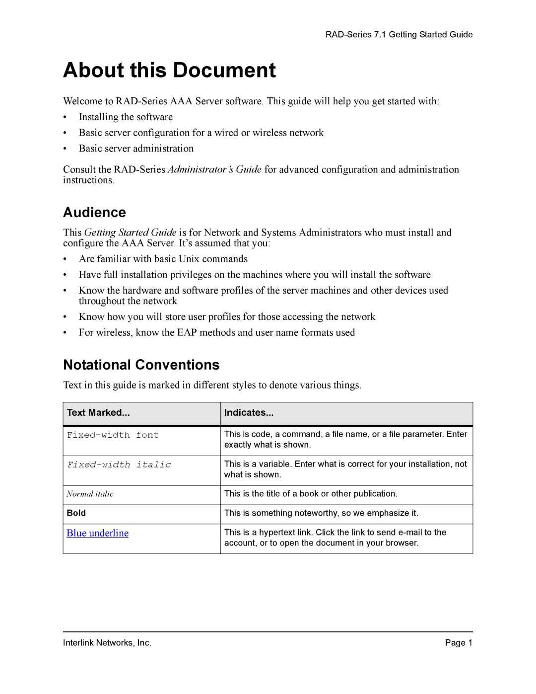 Interlink electronic 7.1 manual Audience, Notational Conventions 