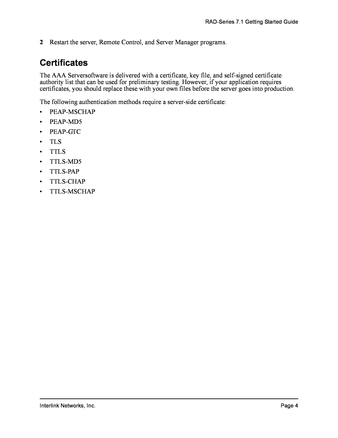 Interlink electronic 7.1 manual Certificates 