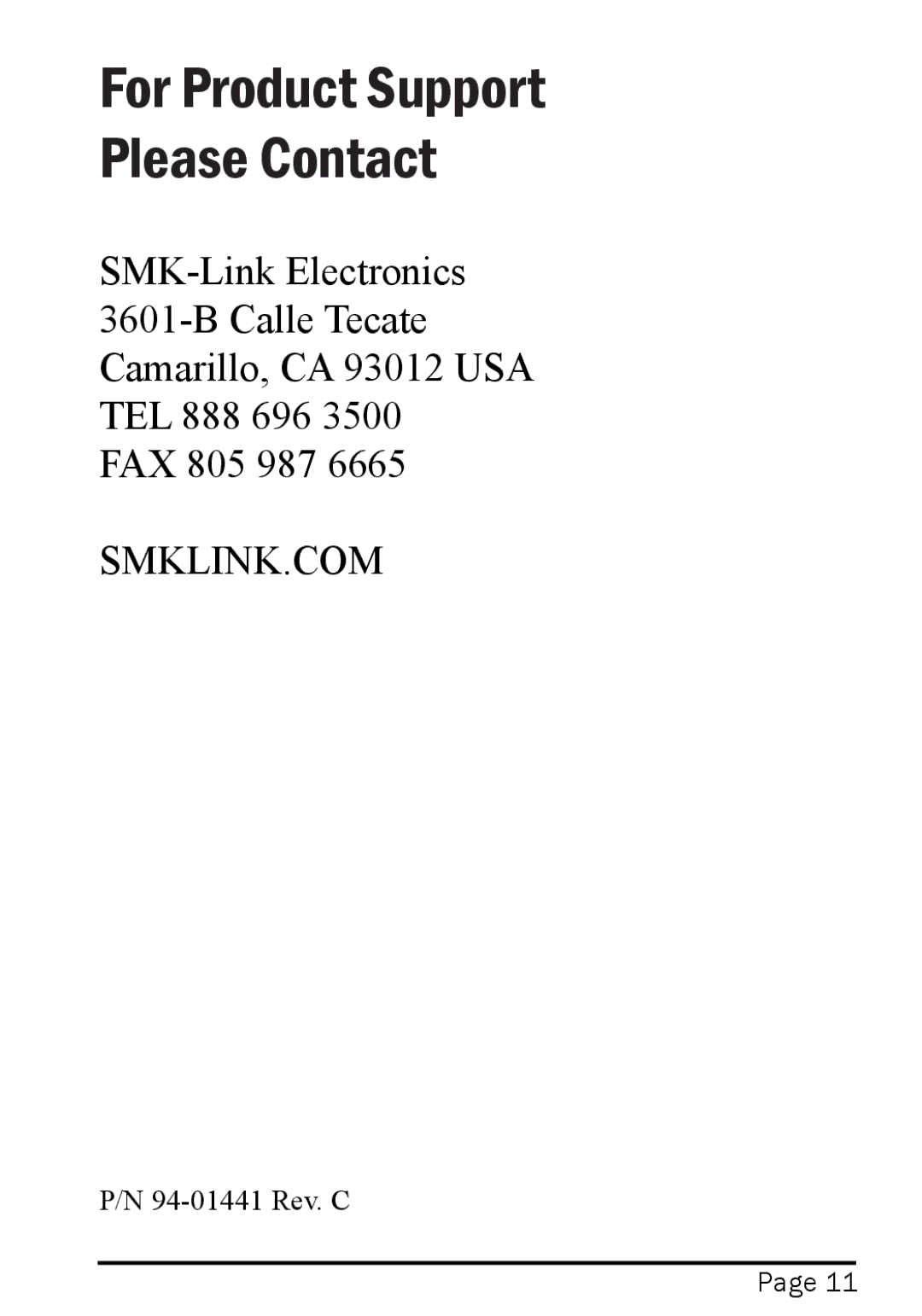 Interlink electronic RemotePoint Onyx, 94-01441 user manual For Product Support Please Contact 